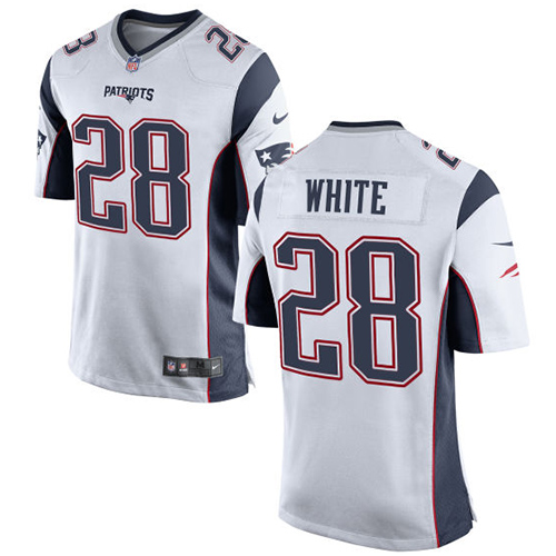 Nike Patriots #28 James White White Youth Stitched NFL New Elite Jersey - Click Image to Close